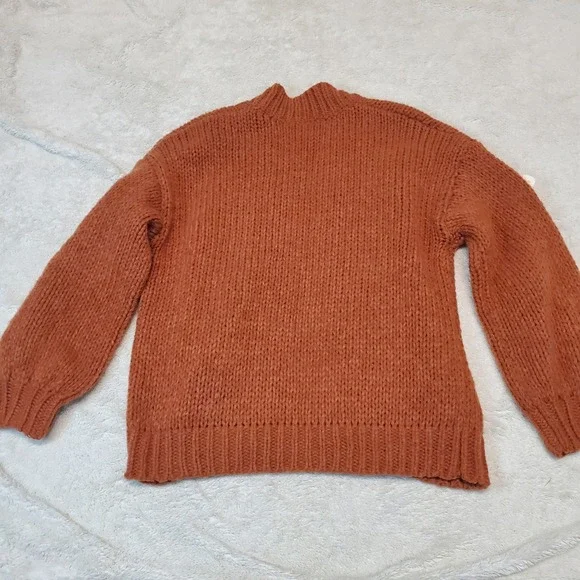 Anthropologie Maeve Brown Rust Chunky Knit Floral Cottagecore Cardigan One Size - Picture 4 of 7